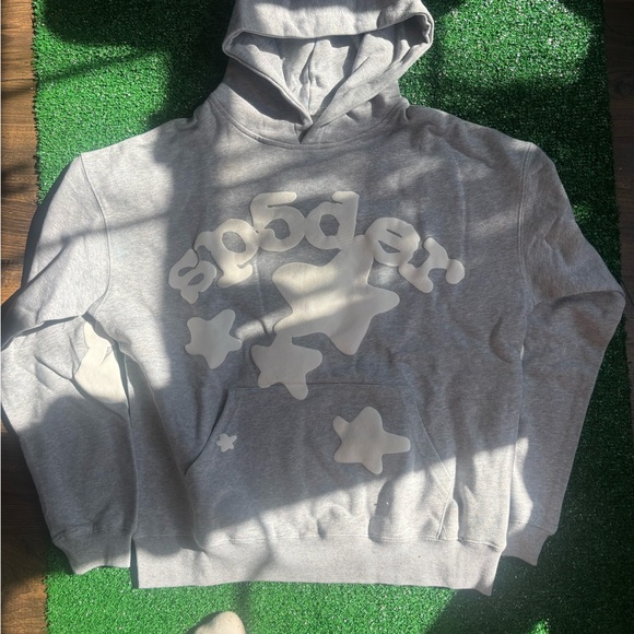 Sp5der Other - Stylish Gray Hoodie with Star Design